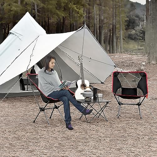 Folding Camping Chairs, Ultralight Portable Chairs with Carry Bag,Lightweight Camping Chair for , Camping, Picnic, Fishing, Hiking,Travel,Heavy Duty 120kg Capacity, Black, 59 x 52 x 64 cm - Image 2