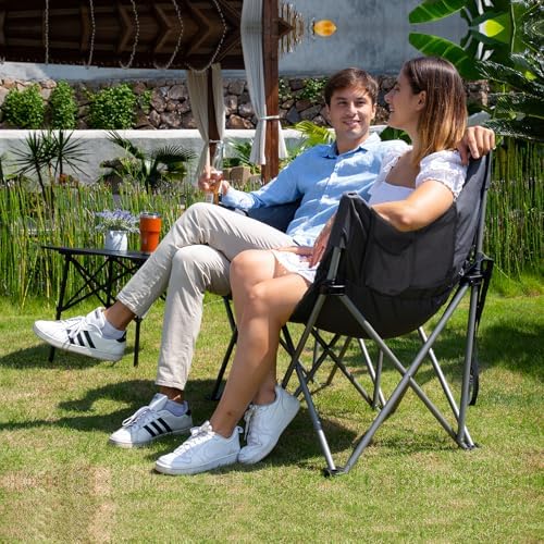 EVER ADVANCED Camping Chair Double for Adults 6cm Padded 320kg Folding 2 Seater Sofa with Side Pocket Dining Garden Chair Outdoor Heavy Duty Luxury Fishing Chair Portable Oversized Comfy Loadable - Image 2