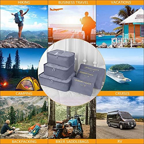 Vicloon Travel Organiser Packing Bags, 6 PCS Packing Cubes Set for Clothes Luggage Organizers Storage Bags (Gray) - Image 6