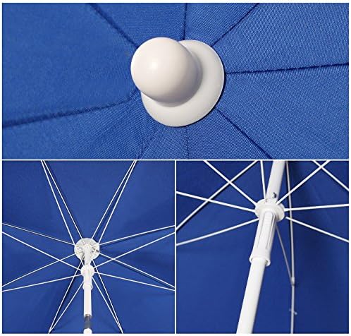 Sekey® 1.6m Beach Umbrella with Cover, Portable Tilting Garden Parasol Umbrella, Small Parasol for Beach/Pool/Patio, Round Sunscreen UV20+ Blue - Image 3