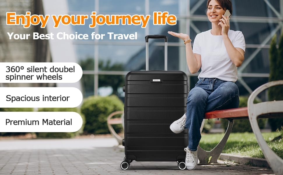 Panana Lightweight Hard Shell Suitcases Cabin Hold Luggage ABS Expandable Durable Trolley Travel Luggage with 4 Spinner Wheels TSA Lock, 3 Size for Choose (Black, 24 Inch) - Image 3