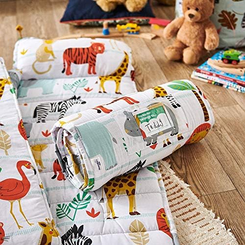 Bloomsbury Mill - Nap Mat for Toddlers and Kids - Pillow, Mat and Blanket Included - All-in-One Sleeping Bag for Nursery & Ready Bed for Nap Time and Sleepovers - Travel Essentials 135 x 50 cm Safari - Image 5