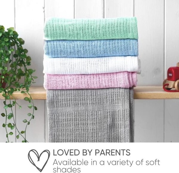 Bloomsbury Mill - Cellular Blankets Baby - Soft 100% Organic Cotton Baby Blanket - Pack of 2 - Baby Essentials For Newborn - Ideal for Cot Bed, Travel, Car Seat, Pram, Moses Basket - Blue 75x95cm - Image 3